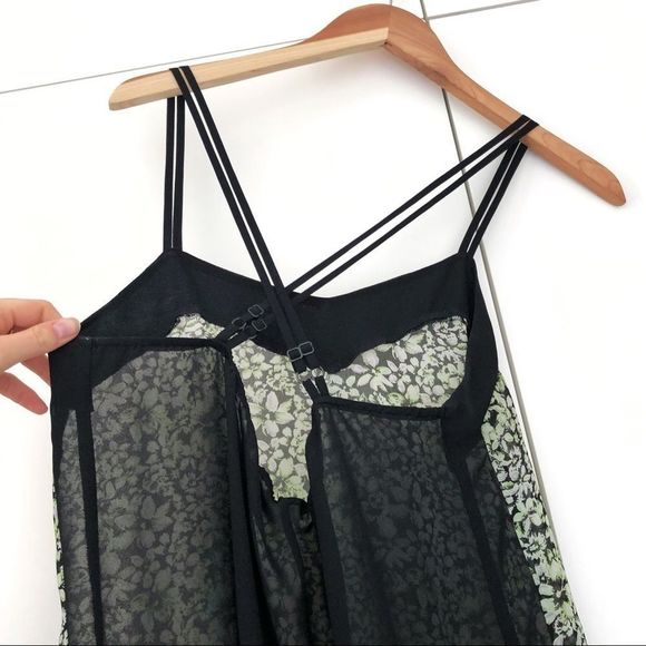 BCBGeneration Floral Tank Top Cami Sheer Spaghetti Straps Blouse - Picture 6 of 8